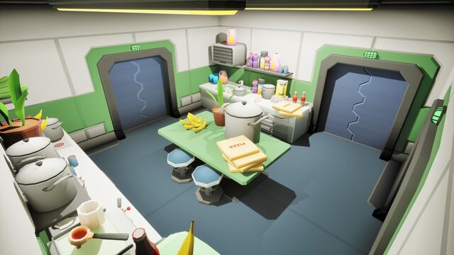 A break room crowded with objects a Mimic could hide as